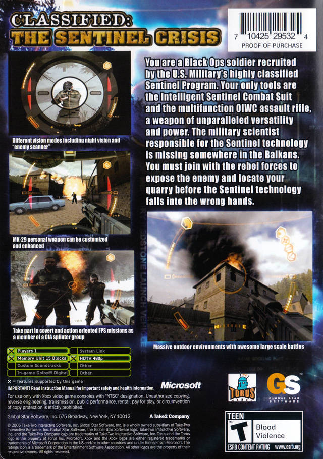 Classified: The Sentinel Crisis - Xbox Video Games Global Star Software   