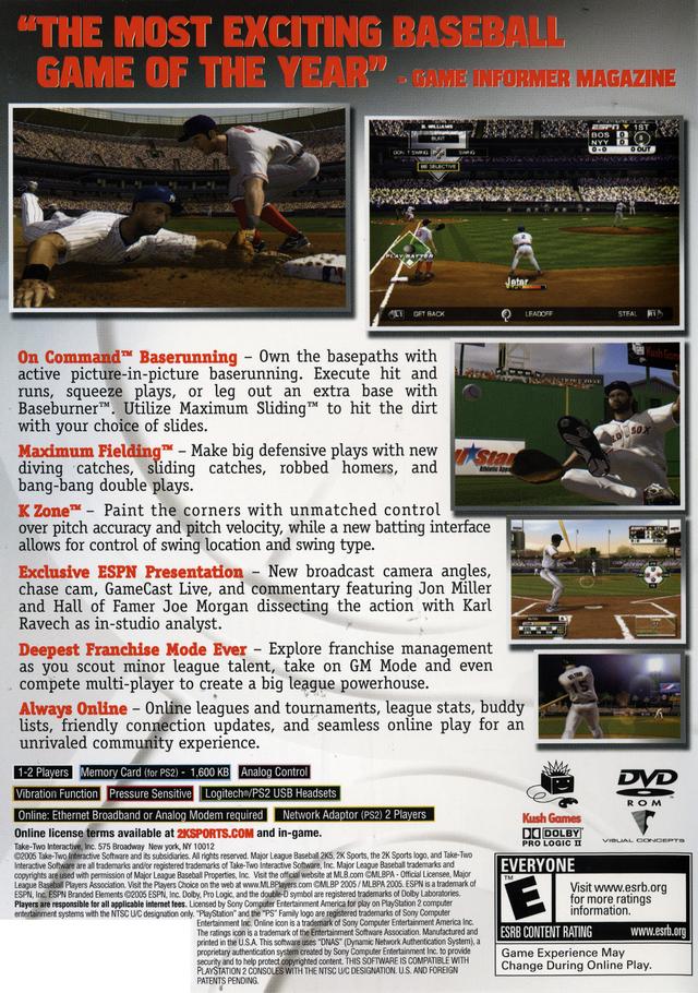 Major League Baseball 2K5 - (PS2) PlayStation 2 [Pre-Owned] Video Games Take-Two Interactive   