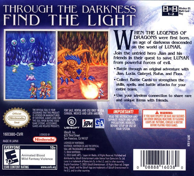 Lunar: Dragon Song - (NDS) Nintendo DS Video Games Ubisoft   