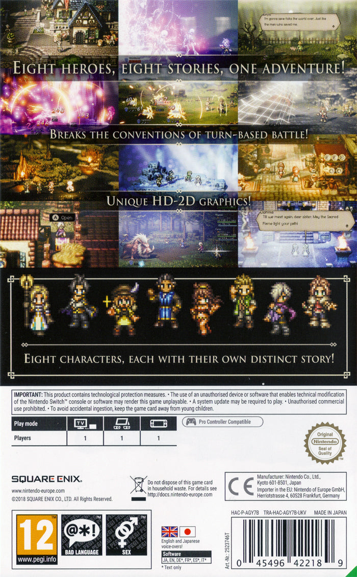 Octopath Traveler - (NSW) Nintendo Switch (European Import) Video Games Square Enix   