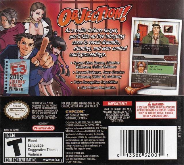 Phoenix Wright: Ace Attorney - (NDS) Nintendo DS Video Games Capcom   