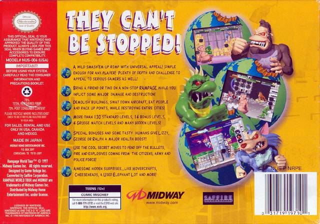 Rampage World Tour - (N64) Nintendo 64 [Pre-Owned] | J&amp;L Game