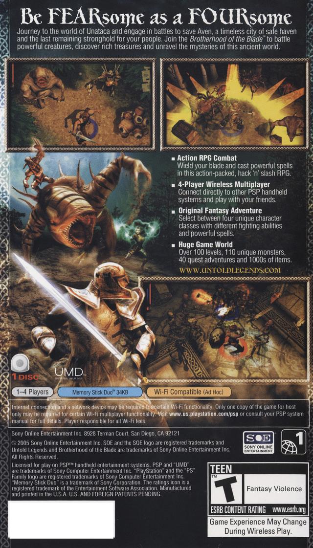 Untold Legends: Brotherhood of the Blade - Sony PSP [Pre-Owned] Video Games Sony Online Entertainment   