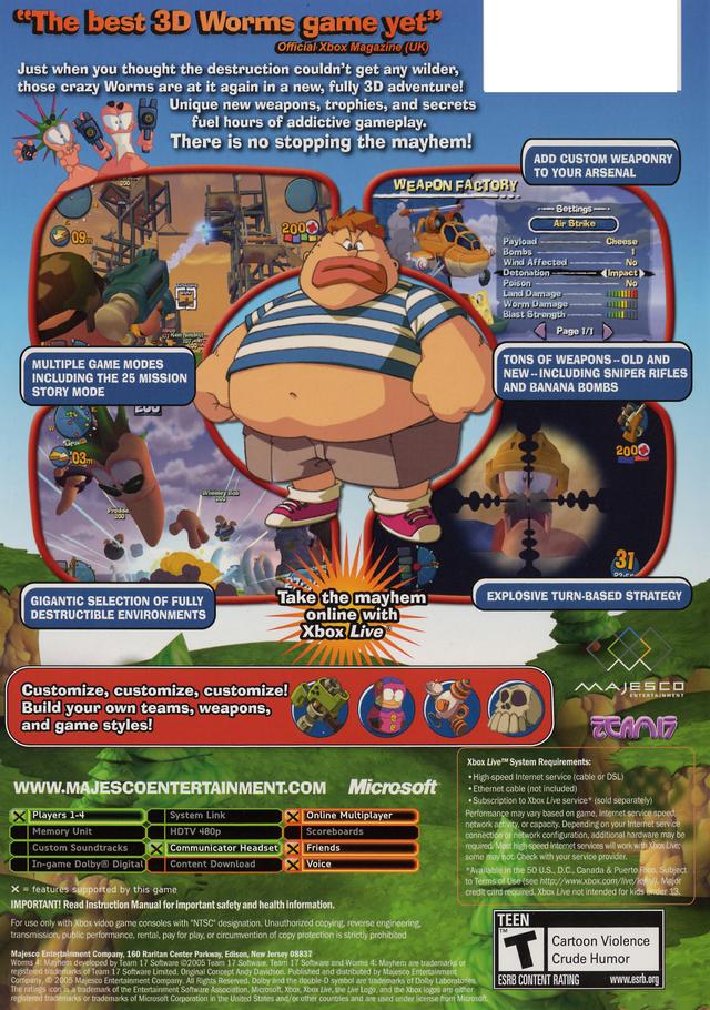 Worms 4: Mayhem - Xbox Video Games Majesco   