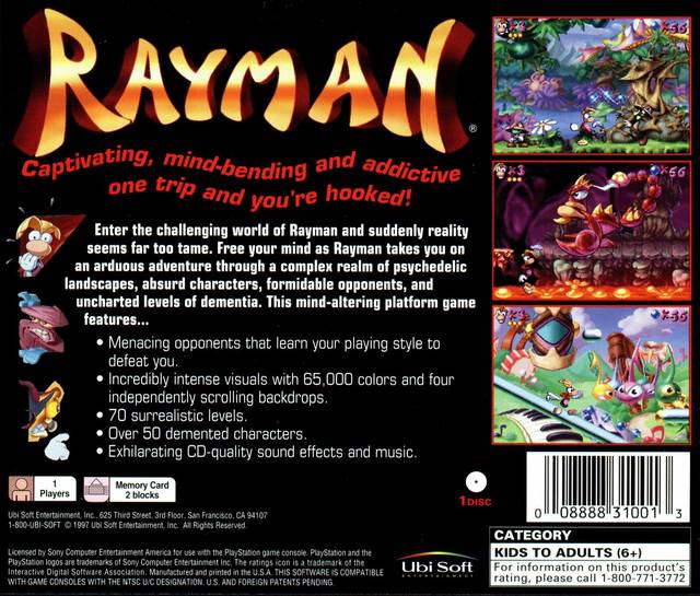 Rayman (Greatest Hits) - (PS1) PlayStation 1 [Pre-Owned] Video Games Ubisoft   
