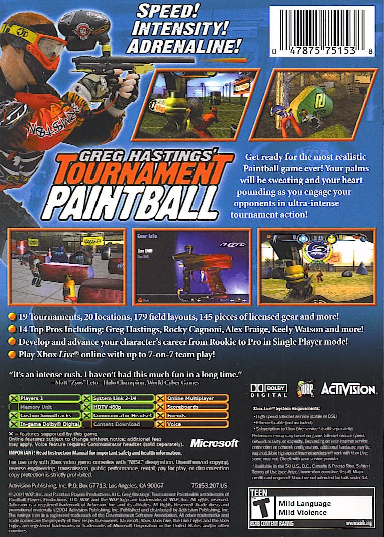 Greg Hastings' Tournament Paintball (Platinum Hits) - (XB) Xbox [Pre-Owned] Video Games Activision   