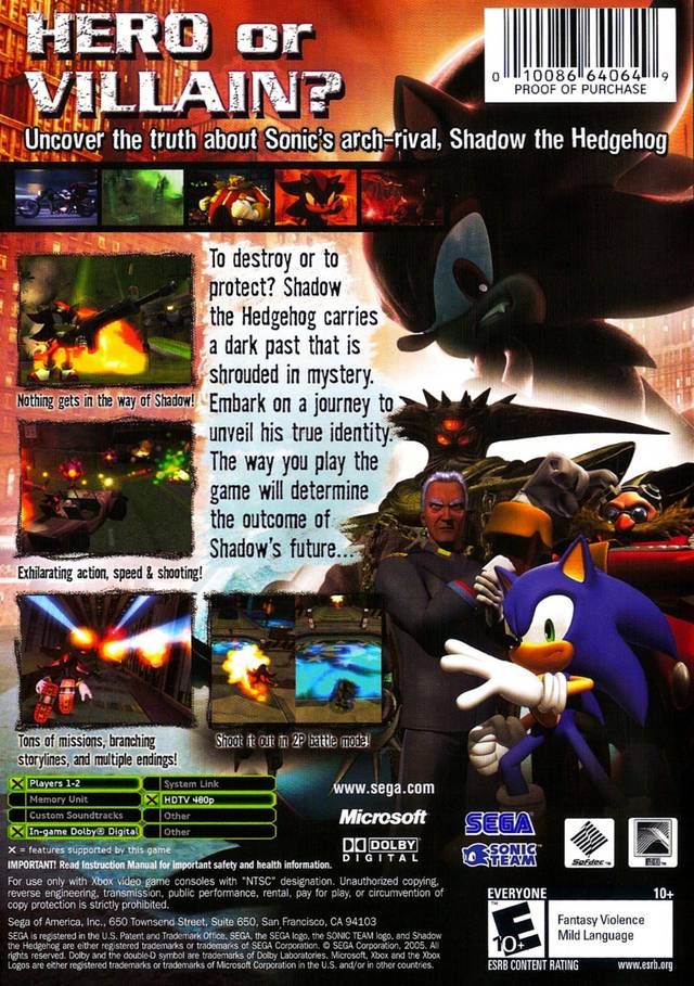 Shadow the Hedgehog - (XB) Xbox [Pre-Owned] Video Games Sega