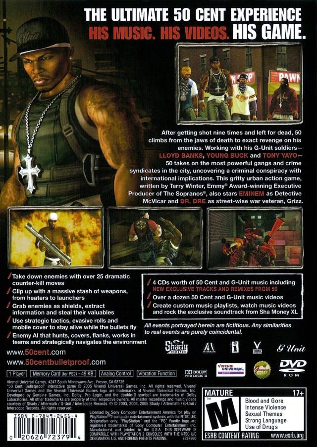 50 Cent: Bulletproof - (PS2) PlayStation 2 Video Games Vivendi Universal   