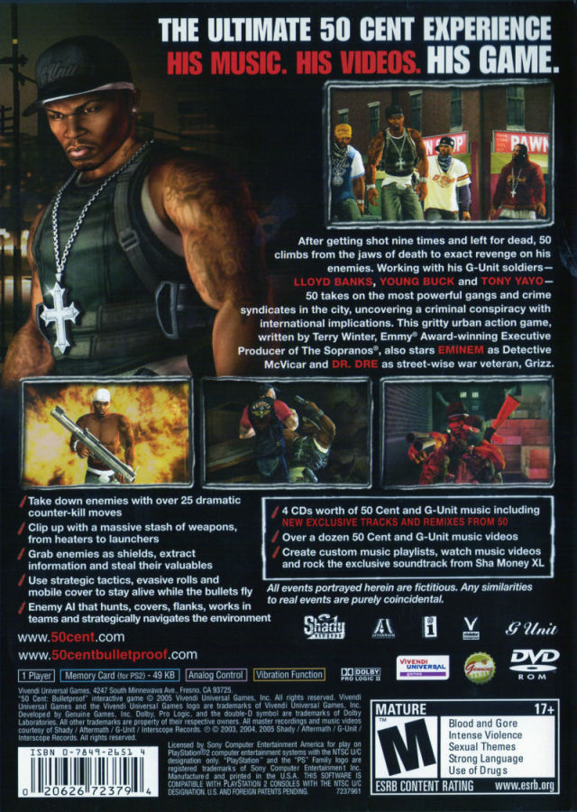 50 Cent: Bulletproof (Greatest Hits) - (PS2) PlayStation 2 Video Games Vivendi Universal   