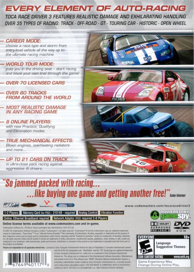TOCA Race Driver 3 - (PS2) PlayStation 2 [Pre-Owned] Video Games Codemasters   