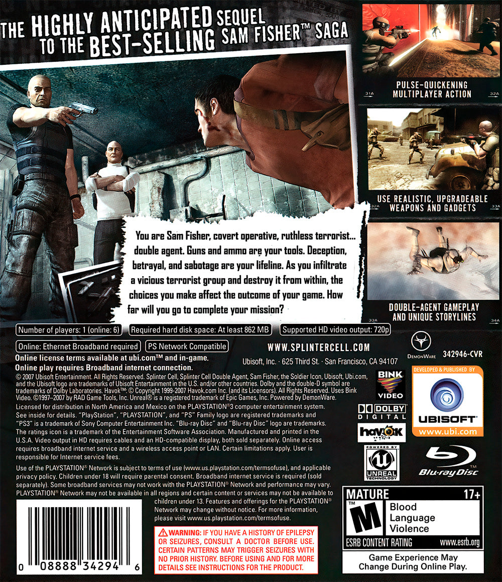 Tom Clancy's Splinter Cell: Double Agent - (PS3) Playstation 3 [Pre-Owned] Video Games Ubisoft   