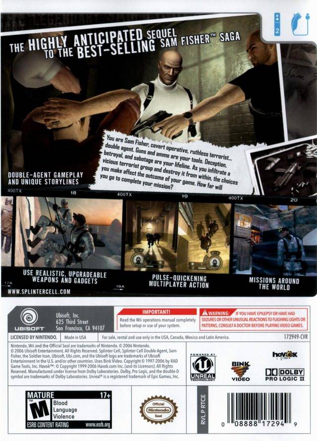 Tom Clancy's Splinter Cell: Double Agent - Nintendo Wii [Pre-Owned] Video Games Ubisoft   
