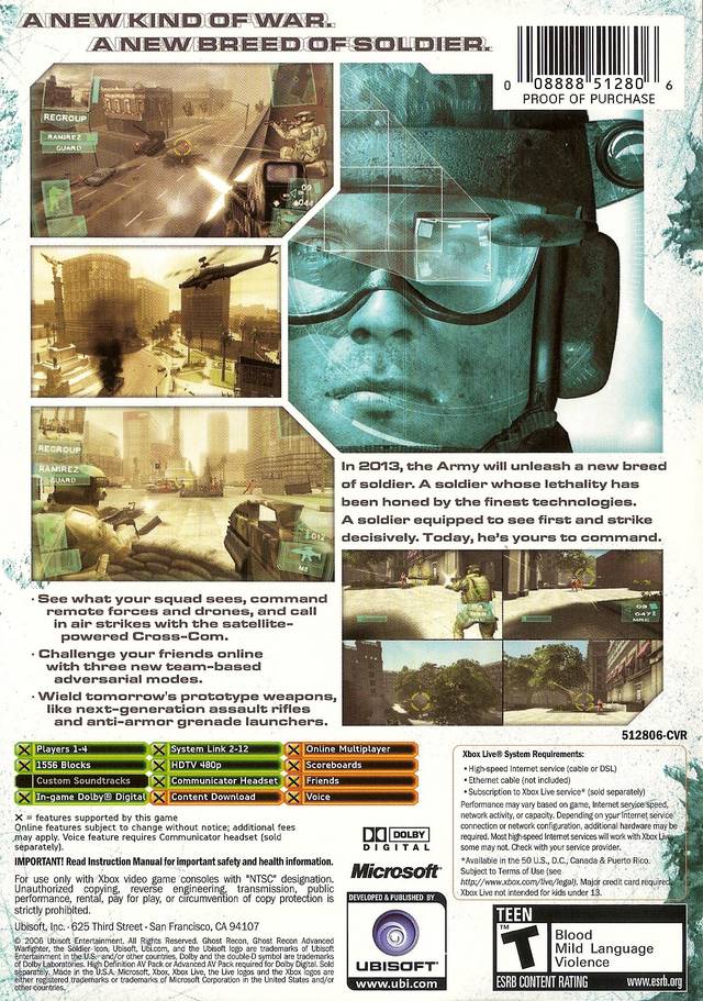 Tom Clancy's Ghost Recon Advanced Warfighter - (XB) Xbox [Pre-Owned] Video Games Ubisoft   