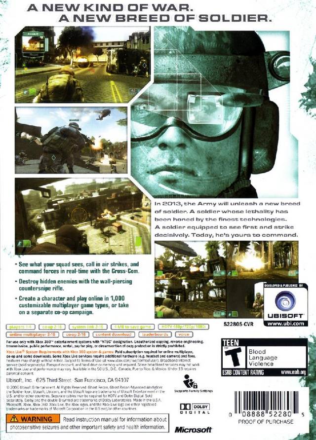Tom Clancy's Ghost Recon Advanced Warfighter - Xbox 360 [Pre-Owned] Video Games Ubisoft   
