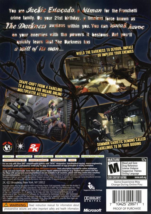 The Darkness - Xbox 360 [Pre-Owned] Video Games 2K Games   