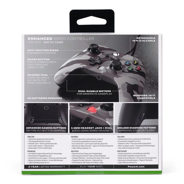 PowerA Xbox Series X Enhanced Wired Controller (Metallic Arctic Camo) - (XSX) Xbox Series X Accessories PowerA   