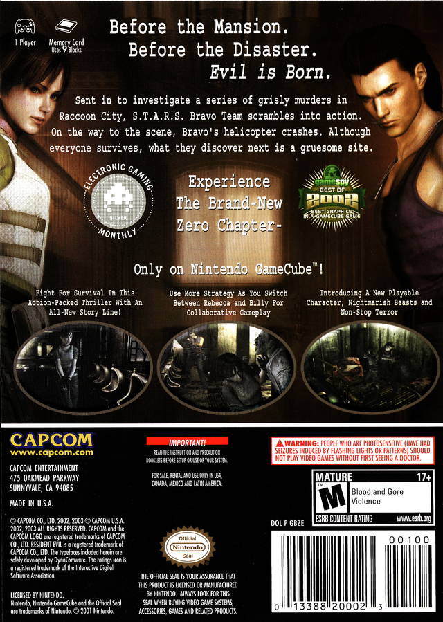 Resident Evil 0 (Player's Choice) - (GC) GameCube [Pre-Owned] Video Games Capcom   