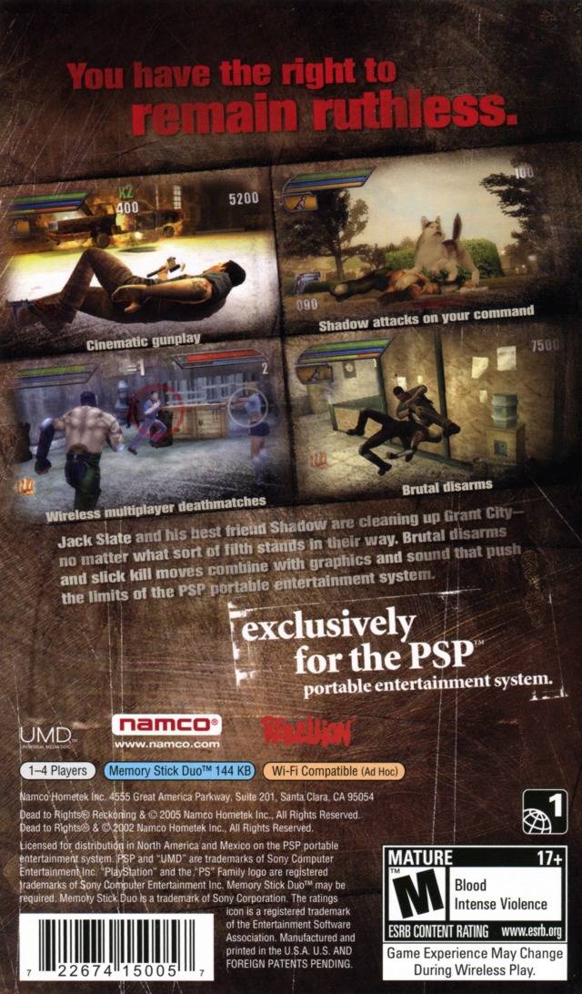 Dead to Rights: Reckoning - Sony PSP Video Games Namco