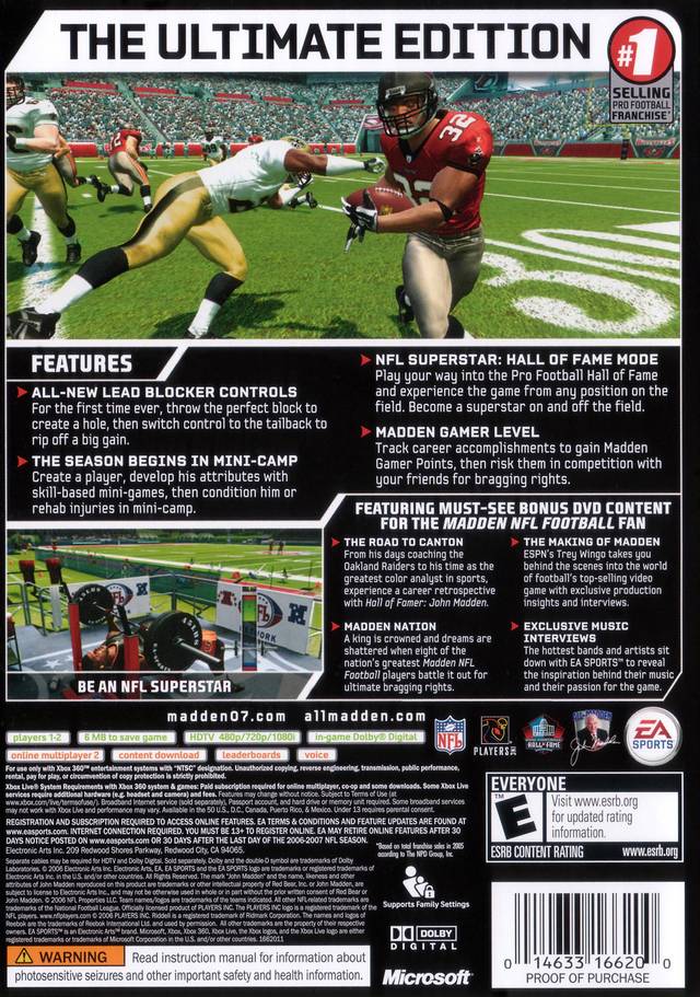 Madden NFL 07 (Hall of Fame Edition) - Xbox 360 Video Games EA Sports   