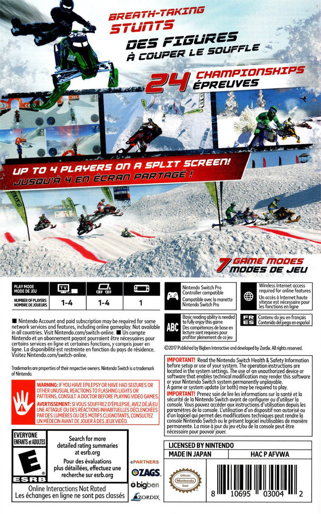 Snow Moto Racing Freedom - (NSW) Nintendo Switch [Pre-Owned] Video Games Bigben Interactive   