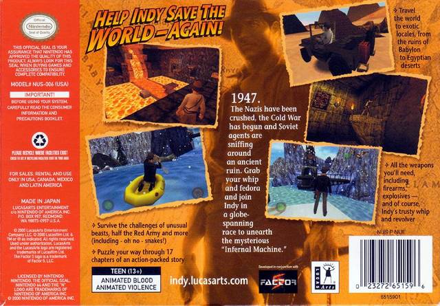 Indiana Jones and the Infernal Machine - (N64) Nintendo 64 [Pre-Owned] Video Games LucasArts   