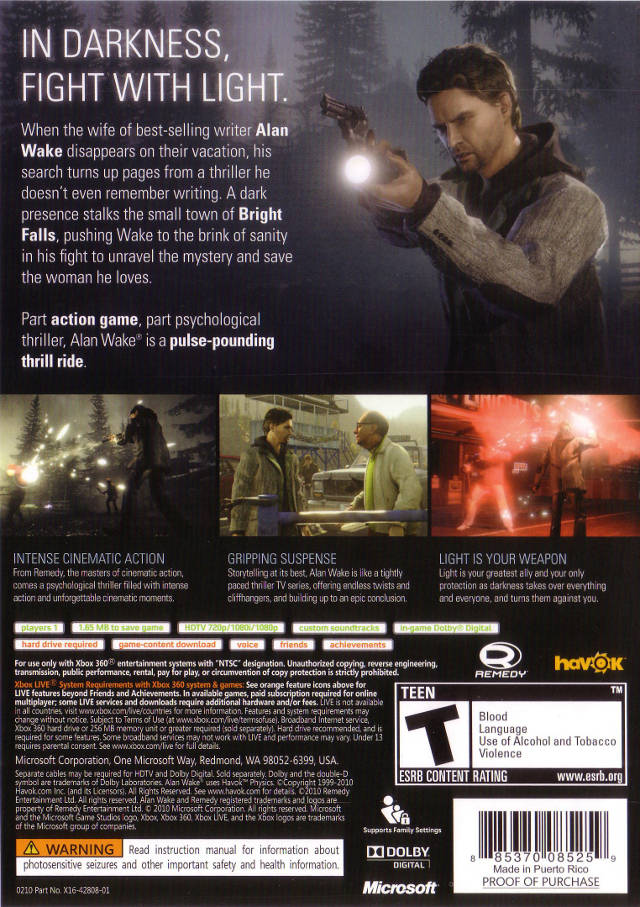 Alan Wake (Limited Collector's Edition) - Xbox 360 [Pre-Owned] Video Games Microsoft Game Studios   