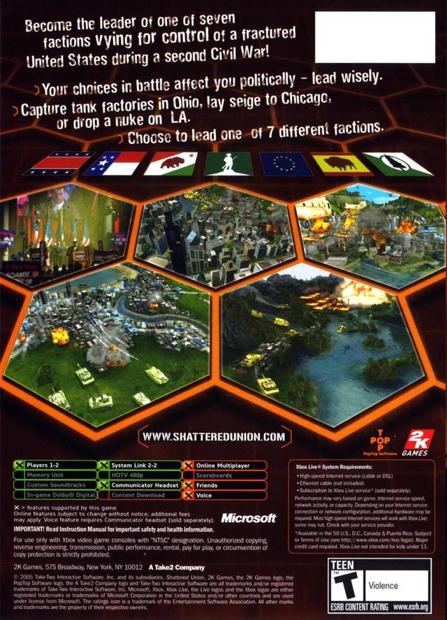 Shattered Union - Xbox Video Games 2K Games   