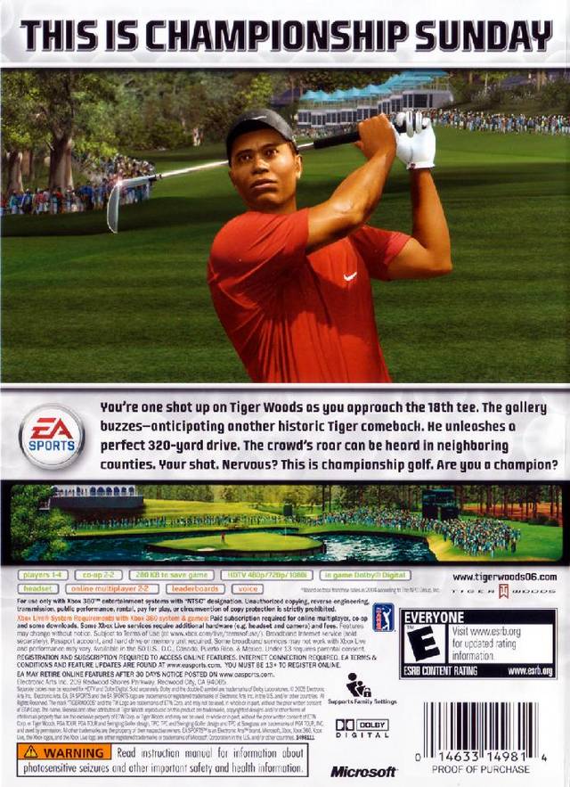 Tiger Woods PGA Tour 06 - Xbox 360 Video Games EA Sports   