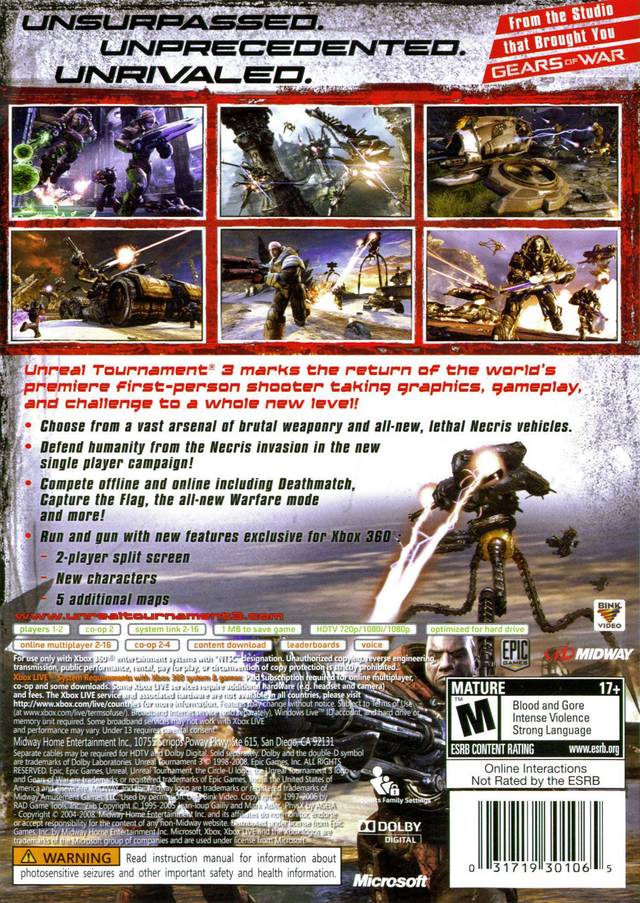 Unreal Tournament III - Xbox 360 [Pre-Owned] Video Games Midway   