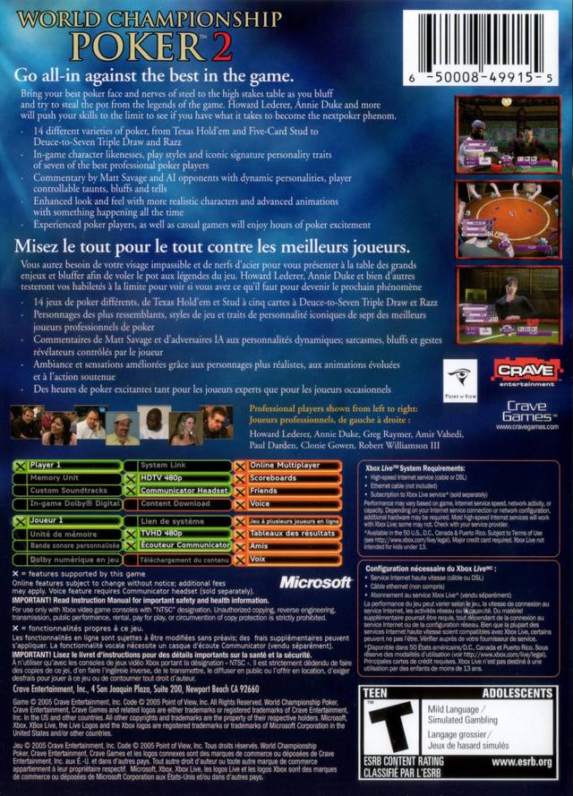 World Championship Poker 2: Featuring Howard Lederer - Xbox Video Games Crave   
