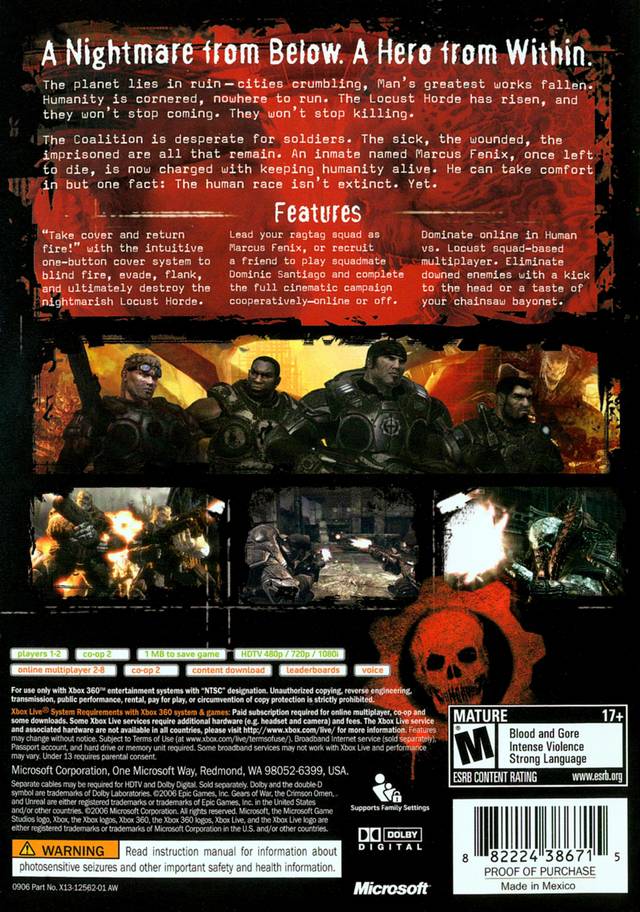 Gears of War - Xbox 360 [Pre-Owned] Video Games Microsoft Game Studios   
