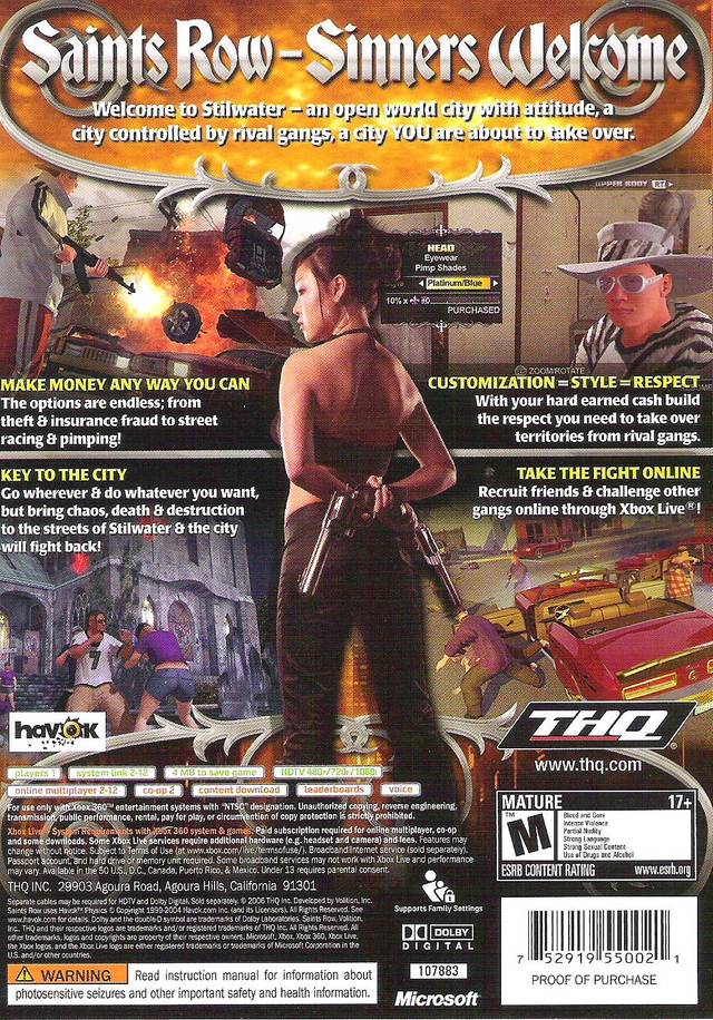 Saints Row - Xbox 360 [Pre-Owned] Video Games THQ   