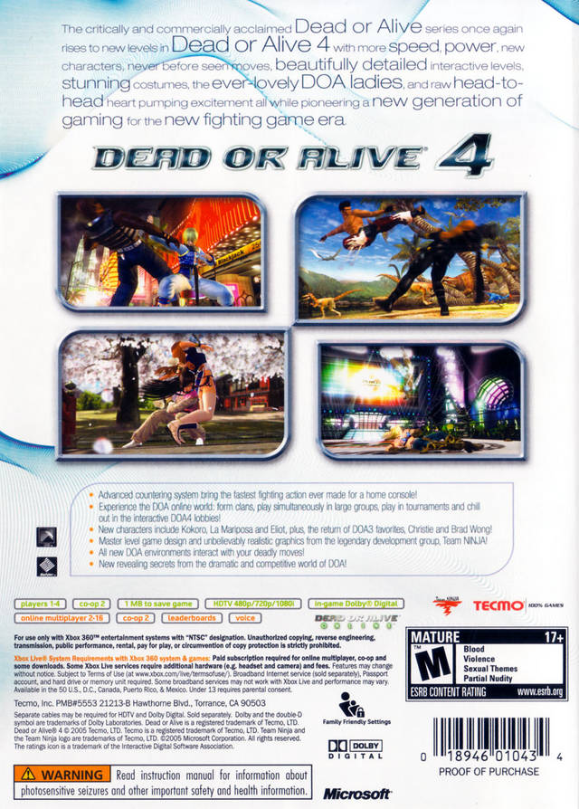 Dead or Alive 4 - Xbox 360 [Pre-Owned] Video Games Tecmo   