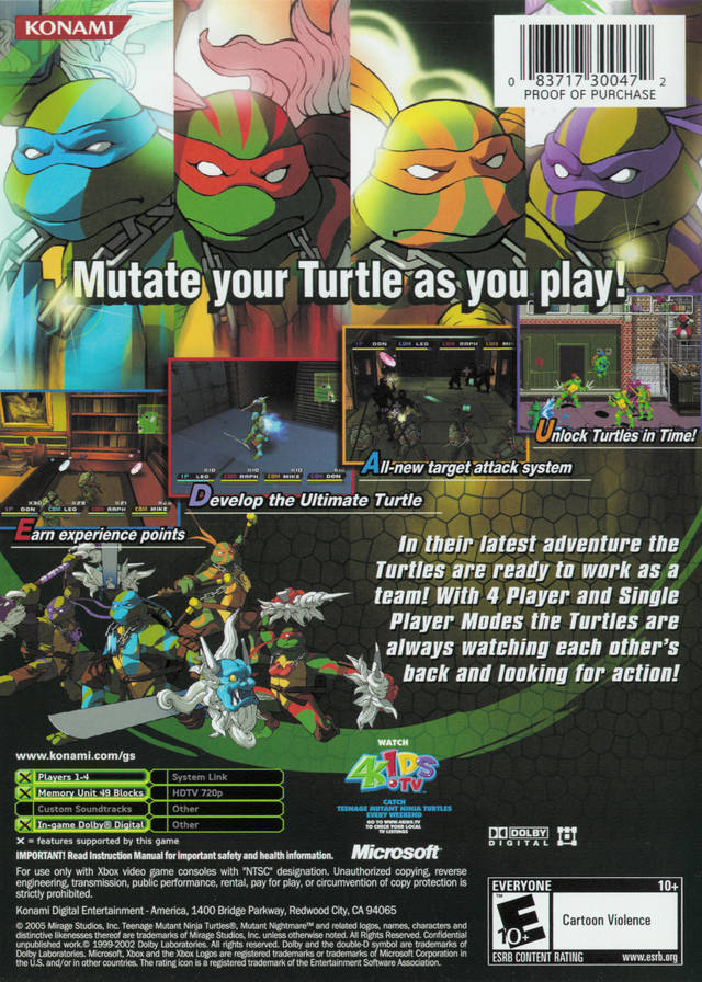Teenage Mutant Ninja Turtles 3: Mutant Nightmare - Xbox [Pre-Owned] Video Games Konami   