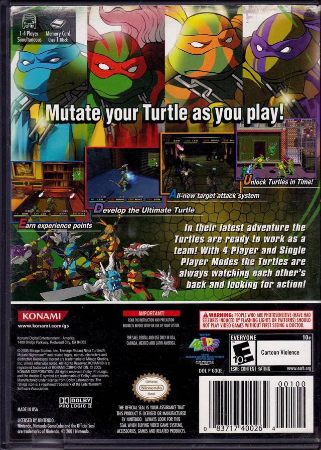 Teenage Mutant Ninja Turtles 3: Mutant Nightmare - (GC) GameCube [Pre-Owned] Video Games Konami   