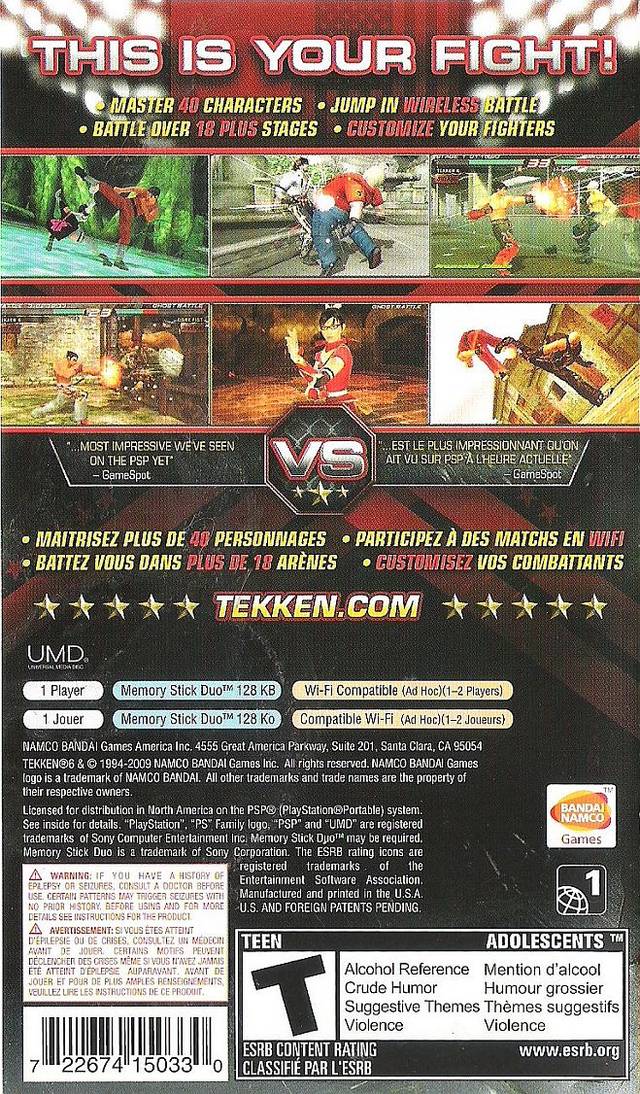 Tekken 6 - Sony PSP [Pre-Owned] Video Games Namco Bandai Games   