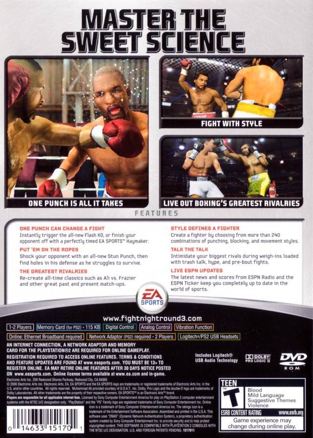 Fight Night Round 3 - (PS2) PlayStation 2 [Pre-Owned] Video Games EA Sports   