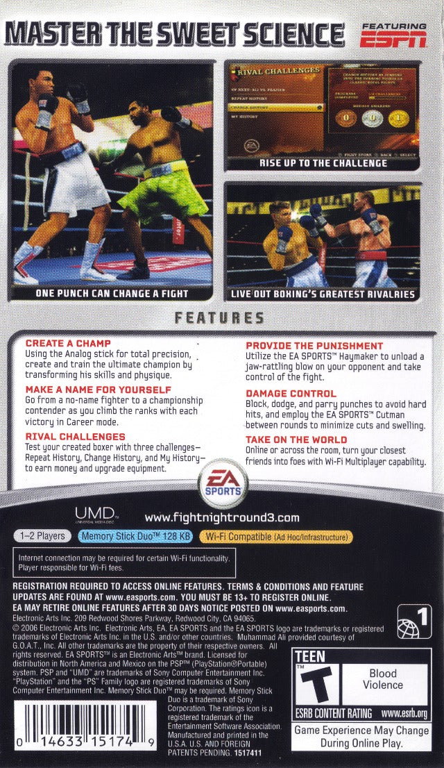 Fight Night Round 3 - SONY PSP [Pre-Owned] Video Games EA Sports   