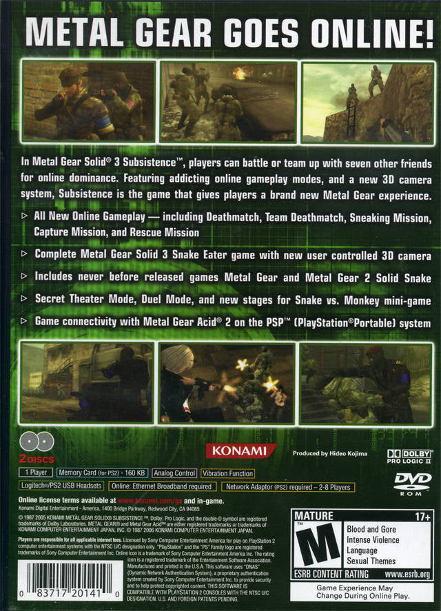 metal gear solid 3 subsistence rom Metal Gear Solid 3: Subsistence