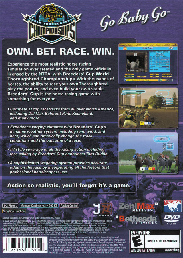 Breeders' Cup World Thoroughbred Championships - (PS2) PlayStation 2 [Pre-Owned] Video Games Bethesda Softworks   