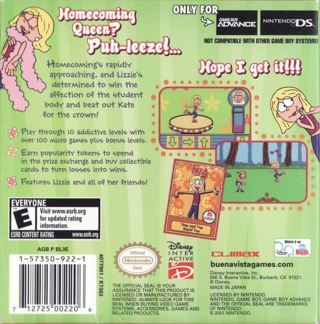 Lizzie McGuire 3: Homecoming Havoc - (GBA) Game Boy Advance Video Games Buena Vista Interactive   