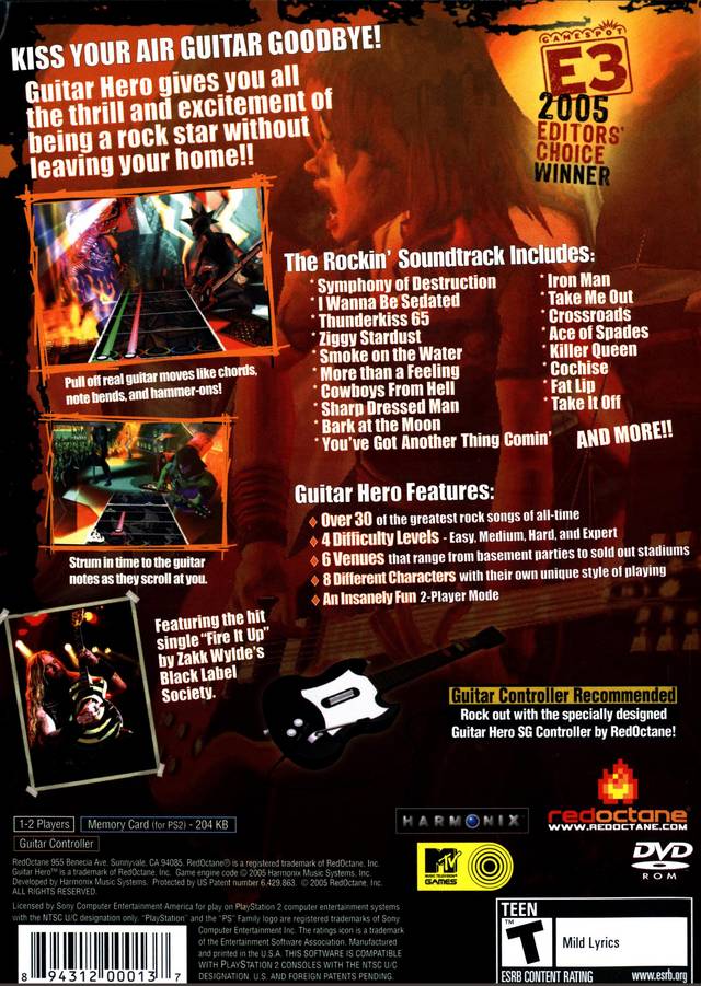 Guitar Hero - (PS2) PlayStation 2 [Pre-Owned] Video Games RedOctane   