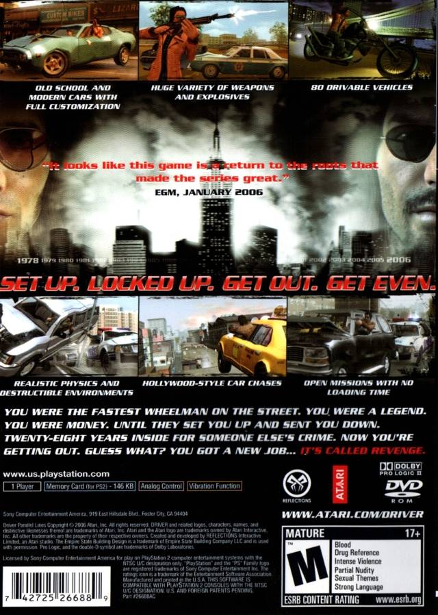 Driver: Parallel Lines  - (PS2) PlayStation 2 [Pre-Owned] Video Games Atari SA   