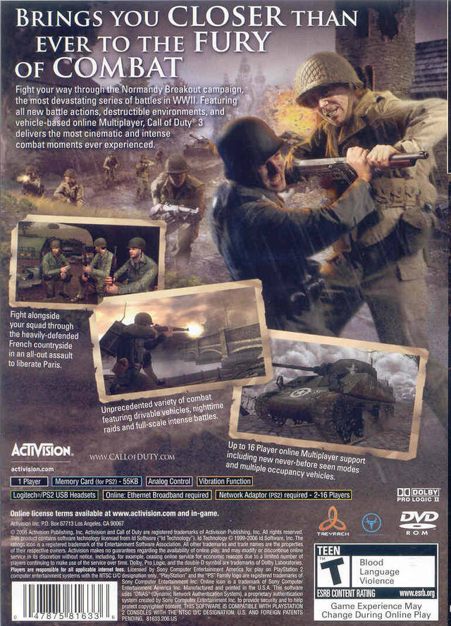 Call of Duty 3 - (PS2) PlayStation 2 [Pre-Owned] Video Games Activision   