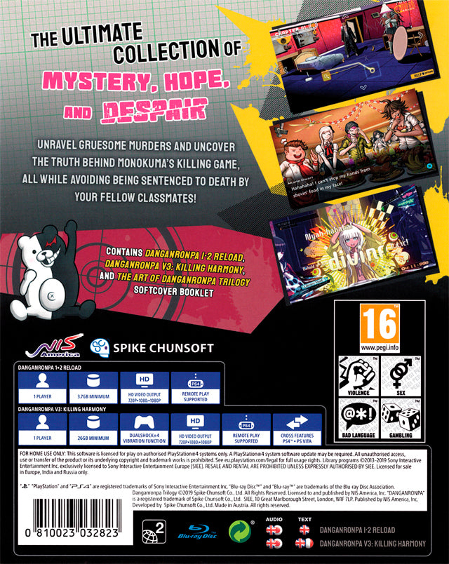 Danganronpa Trilogy - (PS4) PlayStation 4 (European Import) Video Games NIS America   