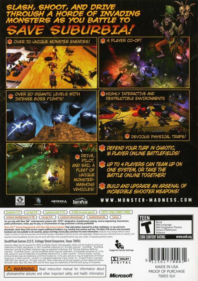 Monster Madness: Battle for Suburbia - Xbox 360 [Pre-Owned] Video Games SouthPeak Games   