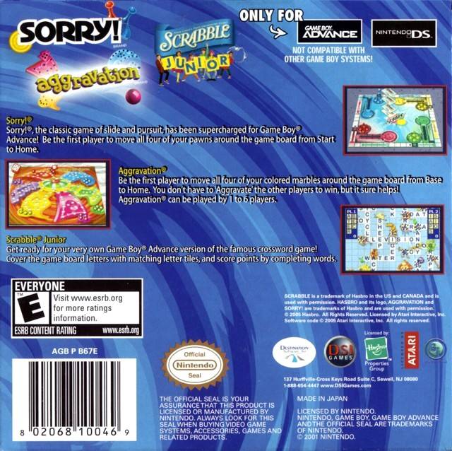 Sorry! / Aggravation / Scrabble Junior - (GBA) Game Boy Advance [Pre-Owned] Video Games DSI Games   