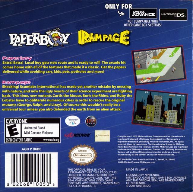 Paperboy / Rampage - (GBA) Game Boy Advance [Pre-Owned