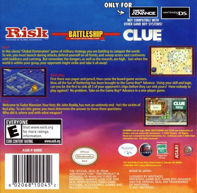 Risk / Battleship / Clue - (GBA) Game Boy Advance Video Games DSI Games   