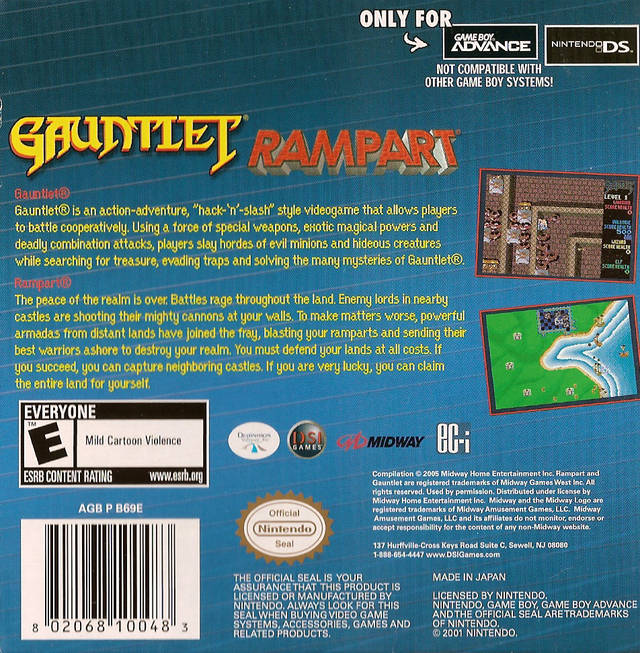Gauntlet / Rampart - (GBA) Game Boy Advance [Pre-Owned] Video Games DSI Games   
